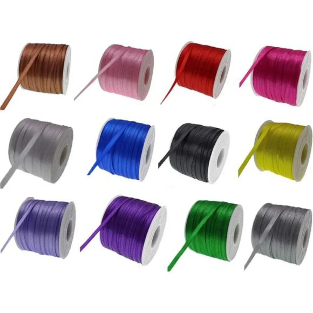 12 Roll Satin Ribbon Set 1 8 Inch Wide 1200 Yards Colorful Ribbon for Gift Wrapp